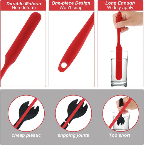 2Pcs Silicone Jar Spatulas, Mabor Long Handle Silicone Jar Spatulas for Baking Cooking Non-Stick Heat Resistant Jar Butter Scrapers for Jars Blend...