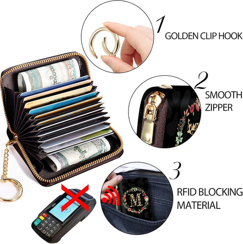 RFID Credit Card Holder Wallet for Women Slim, Mini Wallet Women Small, Card Wallets for Women Slim, Card Case Wallet Thin with Keychain Zipper Th...