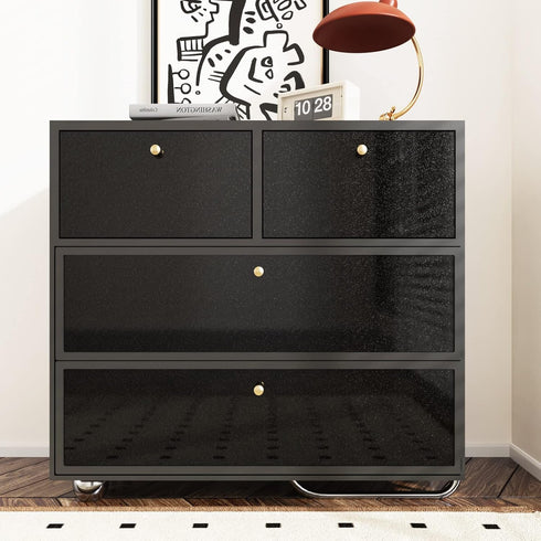 Glossy Black Contact Paper Peel and Stick Shiny Glitters Countertop Contact Paper Self Adhesive Removable Wallpaper for Cabinets 15.75" x 118" Wat...