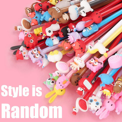 30Pcs Cute Cartoon Gel Black Ink Pens,Random Kawaii Writing Pens,Assorted Styles Pens for School Office Home Student Kids Present...