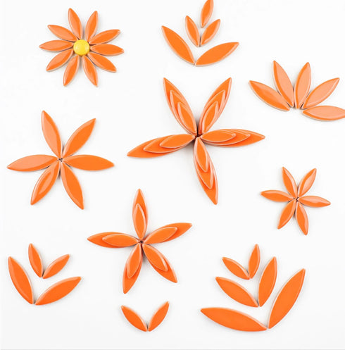200g Ceramic Mosaic DIY Set Colorful Petal Ceramics Leafy Vein Mosaic Tiles Craft Materials Mosaic Art Materials - Red...