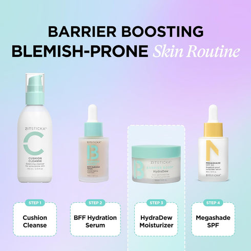 ZitSticka NEW HydraDew Gel Moisturizer for Face- 1.9 Fl Oz Hydrating Formula for Acne Prone, Dry, Oily & Sensitive Skin - Made w/Niacinamide, Hyal...