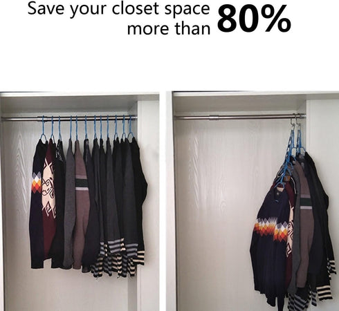 CBTONE 6 Pack Closet Space Saving Hangers, Multi-Purpose Metal Magic Cascading Hangers With Updated Hook Design for Organizing Wardrobe Clothing...
