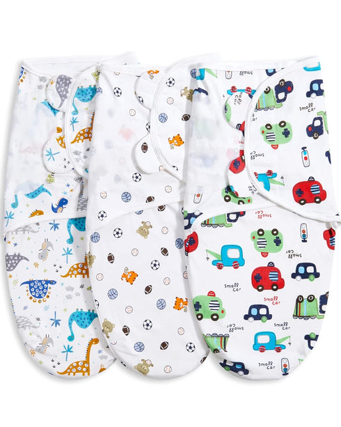 Bubble bear Baby Boy Girl Swaddle Blankets, 3-6 Months - Hypoallergenic, Adjustable Swaddle Sleep Sacks, Cute Soccer Ball, Dinosaur Pattern, 3 Pac...