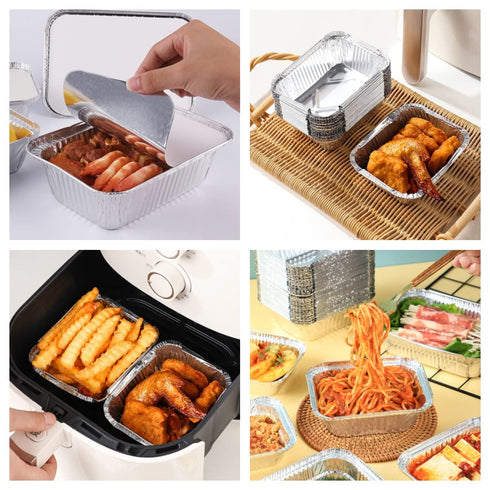 Small Aluminum Pans with Lids(40 Pack - 5"×4") 1 LB Capacity Tin Foil Pans Disposable - 40 Pans and 40 Cardboard Lids for Cooking Baking Party Mea...