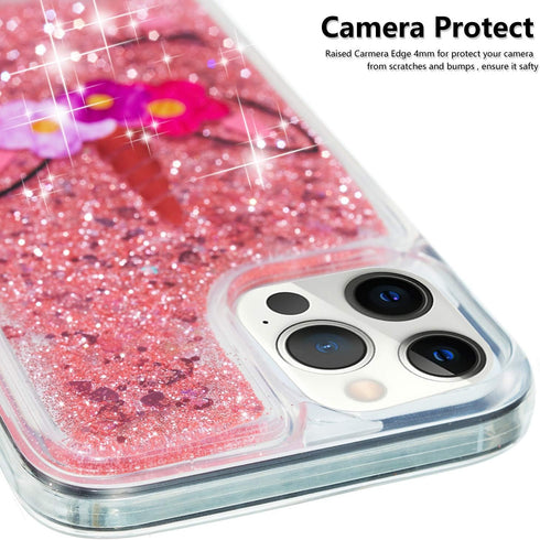 Case for iPhone 15 Pro Max, iPhone 15 Pro Max Case Cute Pink Glitter Luxury Sparkle Liquid for Girls Women Quicksand Clear Soft TPU Protective Pho...