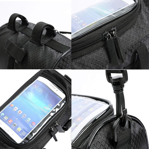 Bike Handlebar Bag, Waterproof Bicycle Front Storage Bag, Bike Phone Holder Accessories, Transparent Pouch Touch Screen with Removable Shoulder St...