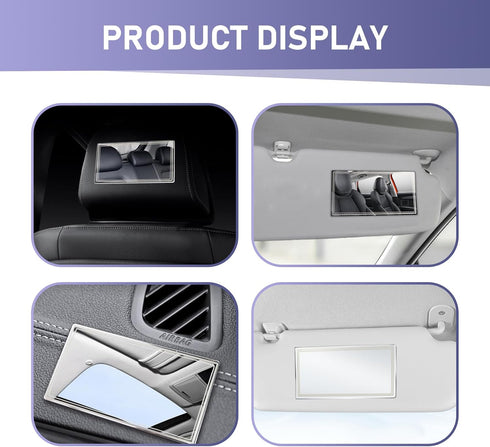 2 PCS Car Visor Mirrors, Shatterproof Stainless Steel Cosmetic Mirror for Cars, HD Decorative Mirror, 5.91 x 3.15 In and 4.33 x 2.36 In (Transpare...