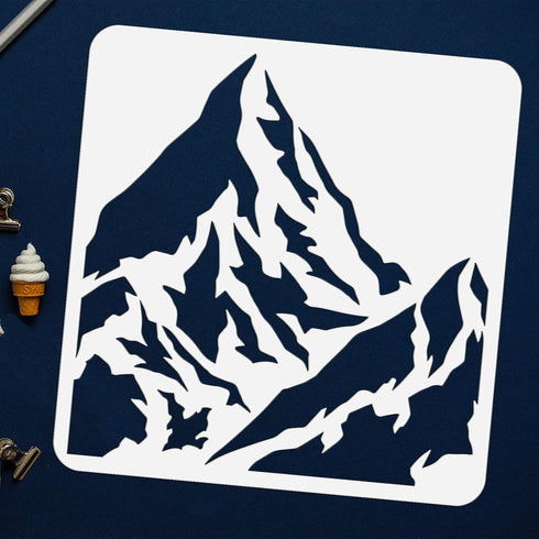 FINGERINSPIRE 3PCS Mountain and Tree Stencil 3 Styles 2 Size Hollow Out Mountain Range Stencil Reusable Valley Stencil Pine Trees Craft Stencil fo...
