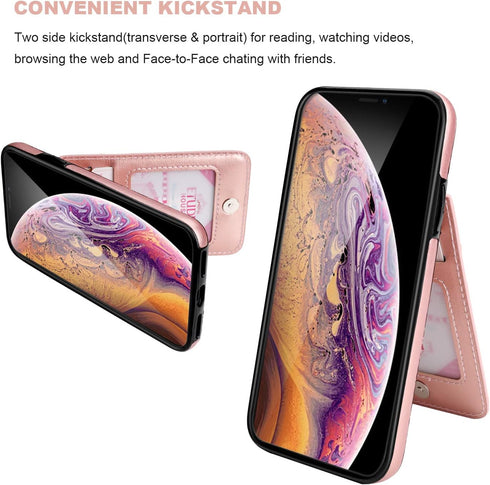 KIHUWEY Compatible with iPhone Xs Max Case Wallet with Credit Card Holder, Premium Leather Magnetic Clasp Kickstand Heavy Duty Protective Cover fo...
