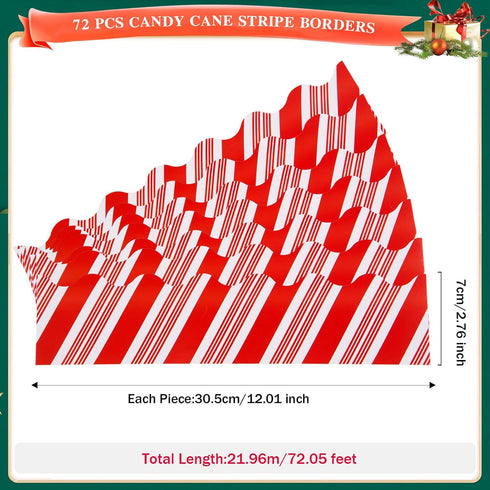 72 Feet Christmas Bulletin Board Borders Candy Cane Stripe Scalloped Borders Trims Red White Stripe Bulletin Borders Peppermint Classroom Decorati...