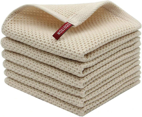 Mia'sDream Natural Cotton Dish Cloths Dish Rags, Waffle Weave Kitchen Dish Towels, Soft Dish Cloths for Washing Dishes, Absorbent Kitchen Hand Tow...