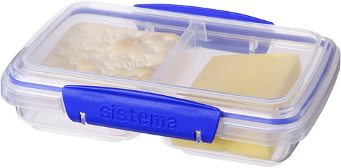 Sistema KLIP IT Rectangular Collection Split Food Storage Container, Small, 11.8 oz./0.3 L, Clear/Blue...