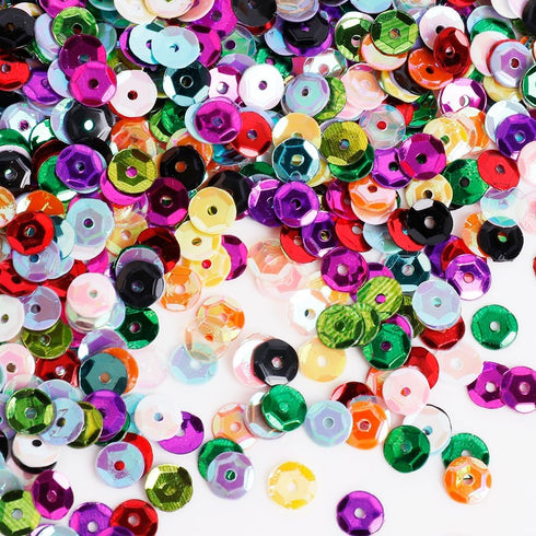 12000Pcs Bulk Loose Flake Sequins Rainbow Cup Paillette Confetti 5MM for DIY Crafts Wedding Party Christmas Decoration with Storage Box 80 Grams...