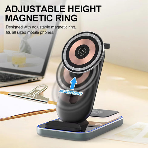 Wireless Charging Station,3 in 1 Wireless Charger for iPhone 15 14 13 12 11 Pro Max/X/8,15W Fast Wireless Charging Dock for iWatch Ultra 8 7 6 5 4...