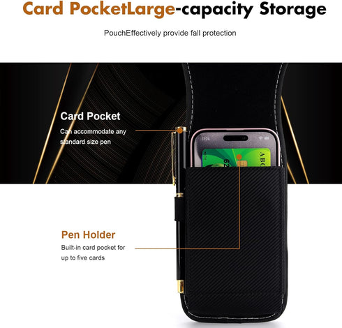 Nylon Phone Case with Belt Clip and Loop, Suitable for iPhone up to 6.5 inch, Carrying Bag Holder Waist Cell Phone Pouch RFID Blocking, Waterproof...