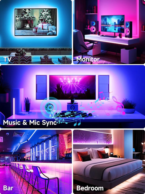 TV Led Lights, 13.1ft TV Led Light Strip,Led Lights for TV Led Backlight for 45-65 inch, RGB Color Changing Led TV Light with Remote, Music Sync B...