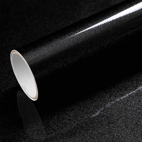 LACHEERY Glossy Black Contact Paper for Cabinets Shiny Peel and Stick Wallpaper Black Kitchen Cabinet Contact Paper Peel and Stick Black Removable...