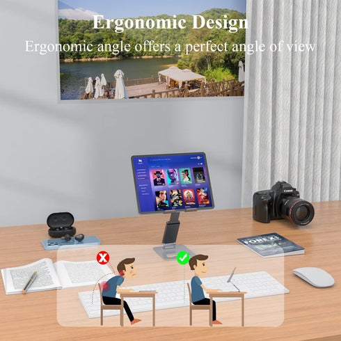 Minthouz Extendable Cell Phone Stand, Aluminium Phone Holder for Desk, Multi-Angle/Height Adjustable Phone Stand Compatible with iPhone 14 13 Pro ...
