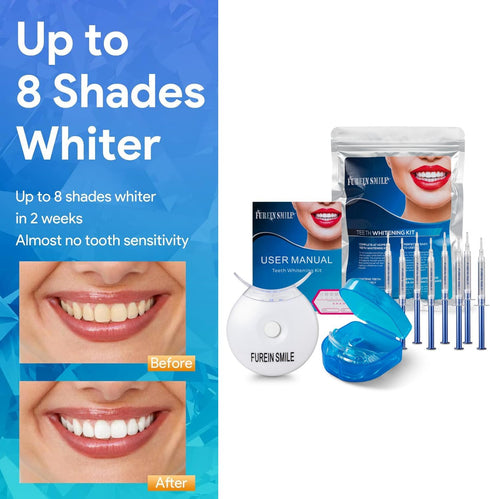 Premium Teeth Whitening Gel Kit 5 LED Laser Light System Safe for Sensitive Teeth, Soft Duplex Silicone Mouth Guard Free Teeth Shade Guide...