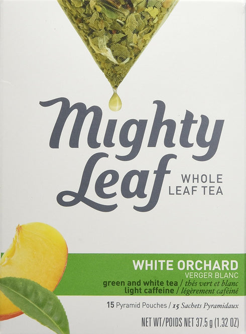 Mighty Leaf White Orchard Tea, Delicate White Tea with Tropical Fruit Notes, 15 Whole Leaf Silk Bags, 1.32 oz (Pack of 3)...