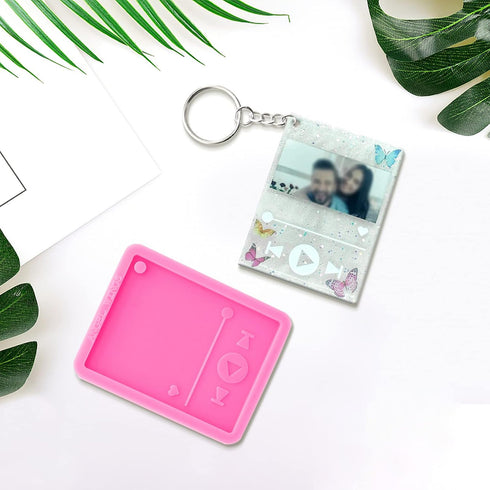 33Pcs Epoxy Resin Molds Kit - 3pcs Media Player Silicone Molds, Casting Molds for Keychain, Key Rings, Jump Ring for DIY Backpack Pendant, Polymer...