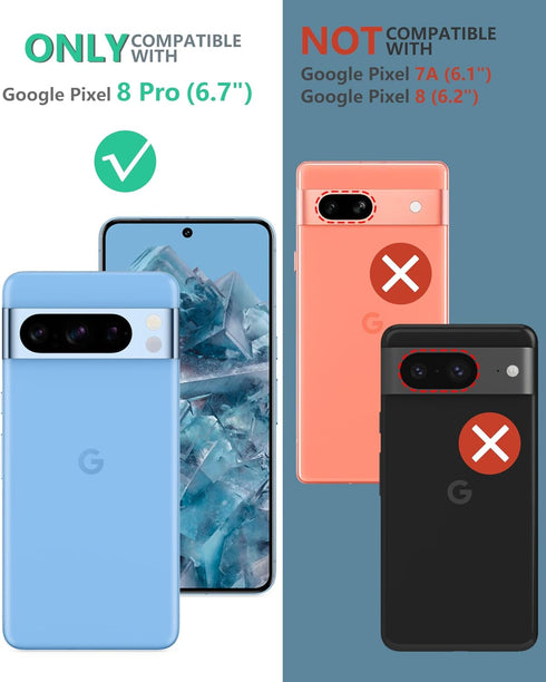 FNTCASE for Google Pixel 8 Pro Case: Built-in Screen Protector & Kickstand & Belt-Clip Holster, Extra Front Frame, Full-Body Dual Layer Rugged Mil...