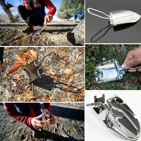 AKOAK 1 Pack Stainless Steel Foldable Garden Shovel, Handy Mini Camping Shovel, Llightweight Camping Gear, Versatile Outdoor Survival, Fishing, Ca...