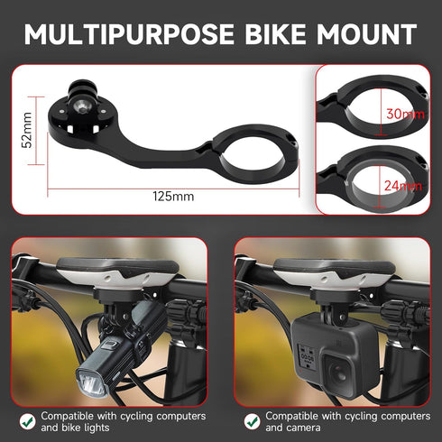 Out Front Bike Combo Mount for Garmin Edge Wahoo Elemnt Computer, Extended Cycling Computer Mount Compatible with Bryton Cateye GoPro and Flashlig...
