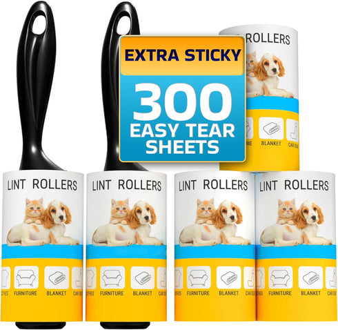 Lint Rollers for Pet Hair, Sticky, Remover for Couch, Clothes Furniture and Carpet. Dog Hair Remover Cat Hair, Animal Fur, Fuzz. 5 Large Lint Roll...