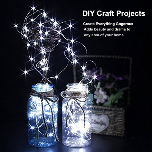 YKB 12 PCS White Fairy Lights LED String Lights Battery Powered, 20 Micro LEDs on 3.3ft/1m Silvery Copper Wire, Battery Operated String Lights by ...
