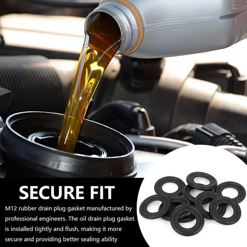 25PCS M14 Car Oil Drain Plug Gasket, Rubber Crush Washer Sealing Gasket, Automotive Engine Oil Crush Washers Replacement Accessories, Universal fo...