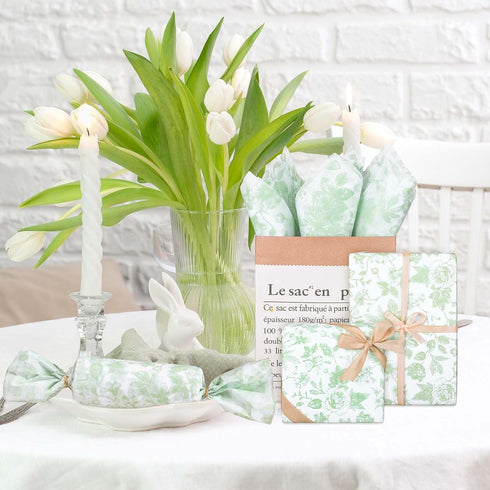 Whaline 100 Sheets Elegant Floral Tissue Paper Green Flower Gift Wrapping Paper Decorative DIY Art Craft Tissue Paper for Spring Wedding Birthday ...
