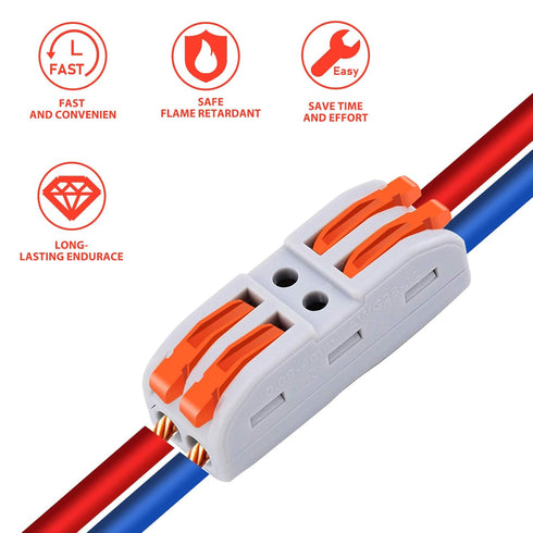 Push Quick Wire Connectors,Nineleaf 20PK Electrical Cable Connectors,Working Range Max 32A 600Volt,2 Pin Wire Connectors for Cables from 28 to 12a...