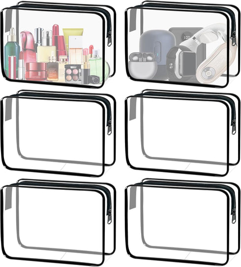 6 Pieces Clear Makeup Bags, Cosmetic Bag Bulk, Portable Travel Clear Pouch with Zipper, TSA Approved Toiletry Bag for Travel Waterproof Makeup Bag...