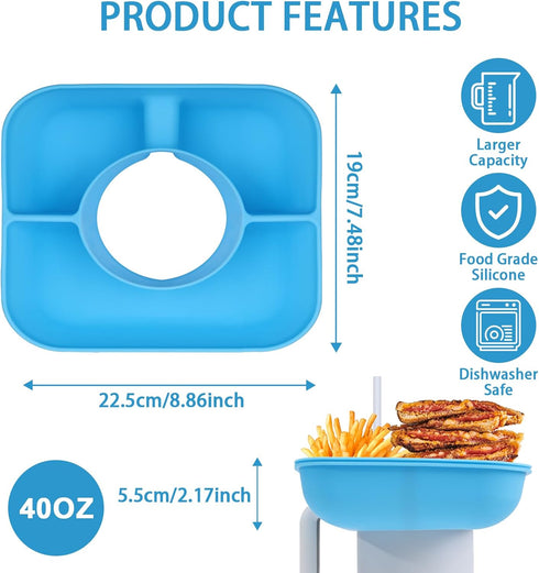 Snack Bowl for Stanley Cup with Upgraded Tight-Fitting Cover, Reusable Snack Tray with Lid Fits for Stanley 40 oz Tumbler with Handle, Stanley Acc...