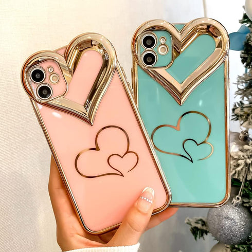 BANAILOA Compatible with Phone 11 Case Cute,Sparkle Plating 3D Love Hearts Case Camera Lens Protective Soft TPU Girly Case Cover Designed for Phon...