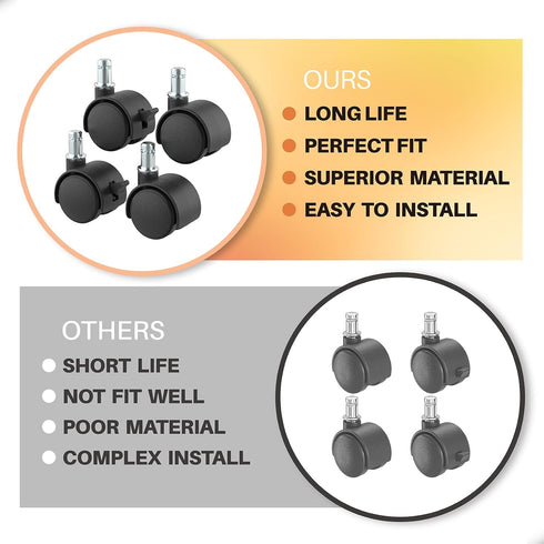 Trash Can Mobile Attachable Wheels Replacement for 8 Gallon to 23 Gallon iTouchless Trash Cans, for Stainless Garbage Can Wheels Parts - 4 Pcs...