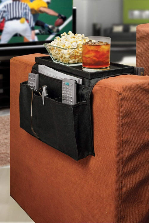 Dependable Industries inc. Essentials Sofa Armrest Organizer with Table - 5 Pockets, Anti-Slip Bottom, TV Remote Holder - Drapes Over Sofa Arm Rel...