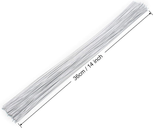 Cinvo 22 Gauge Stem Wire - 100 Counts Floral Paper Wrapped Wire - 14 Inch for Flower Arrangements - DIY Bouquet Handcrafts (White)...