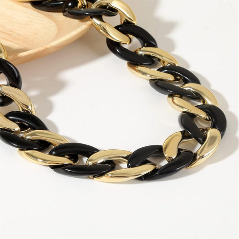 Punk Acrylic Colorful Leopard Cuban Link Chain Statement Necklace Rainbow Chunky Paperclip Collar Choker Necklace for Women Gift Hip Hop Adjustabl...