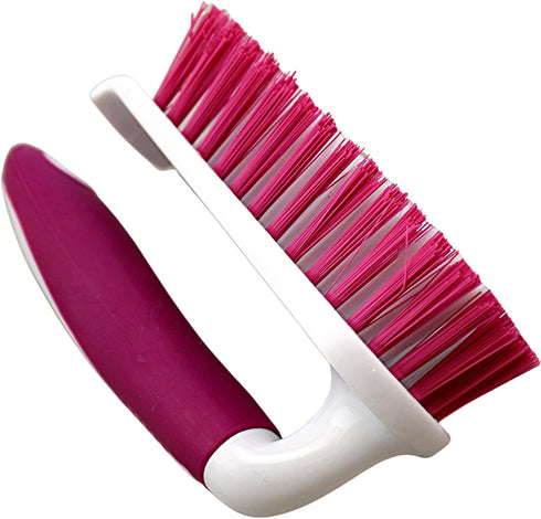 Dependable Industries Inc. Essentials Scrub Brush Comfort Rubber Grip & Flexible Stiff Bristles Heavy Duty for Bathroom Shower Sink Carpet Floor -...