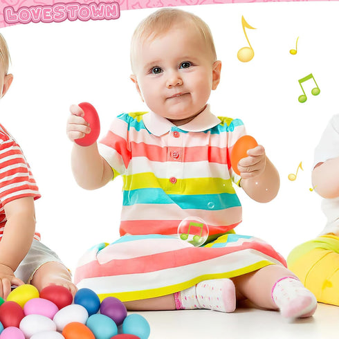 LovesTown 18PCS Plastic Egg Shakers Set, Percussion Instruments Musical Egg Maracas Easter Egg for Kids Toys Music Learning DIY Painting...