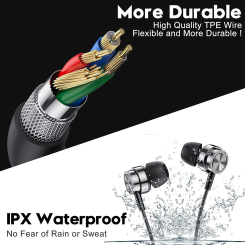 Wired Earbuds with Microphone, in Ear Headphones with Heavy Bass &Noise Isolation, High Sound Quality in-Ear Earphones Compatible with Samsung, Ta...