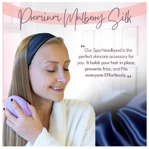 Celestial Silk Spa Headband 100% Mulberry Silk Adjustable Facial Headband for Women - Use for Washing Face, Skincare, Makeup – Silk Beauty Hairban...