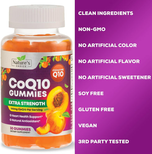 CoQ10 100mg Gummies - 3X Better Absorption, Antioxidant for Heart Health Support & Energy Production, Ultra Coenzyme Q10 Vitamins, Coq 10 Suppleme...