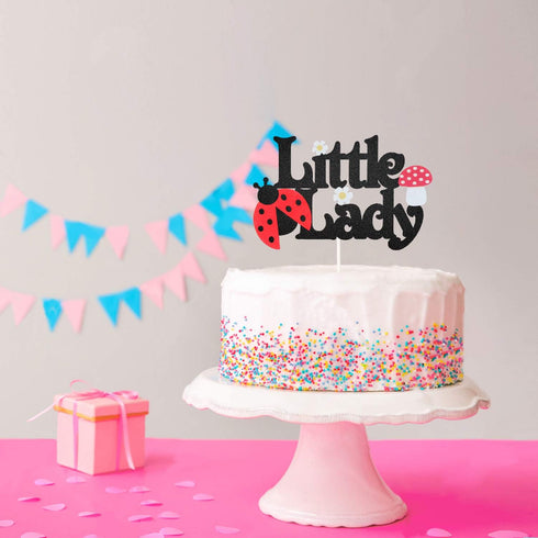 Little Lady Ladybug Theme Cake Topper for Little Girl birthday, Garden Theme Baby Shower Gender Reveal Party Decoration Supplies...