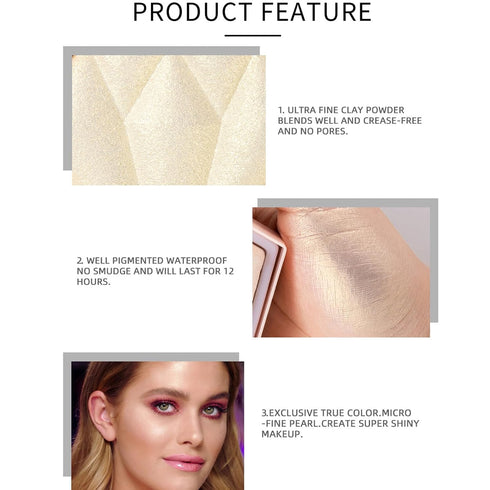 MEICOLY Baked Highlighter Powder Palette,Natural Face Highlighter Shimmer Powder,Long Lasting Glittery Highlighter Makeup Face Luminizer,03 Fairy ...