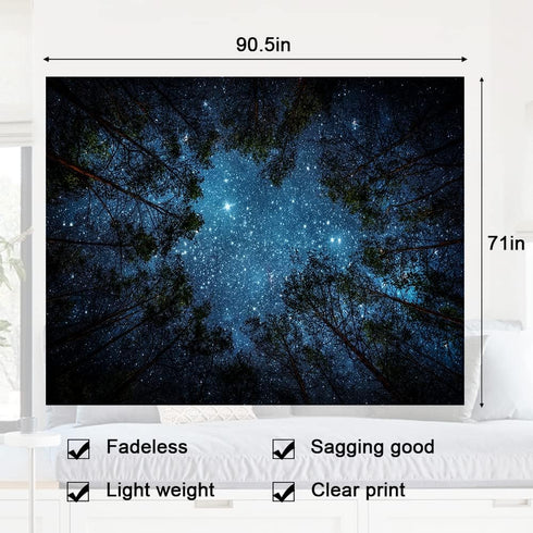 Llamazing Forest Tapestry Home Decor Landscape Tapestry Living Room Bedroom Decoration Tapestry Magic Tapestry Curtain (Looking Up at The Stars, 9...