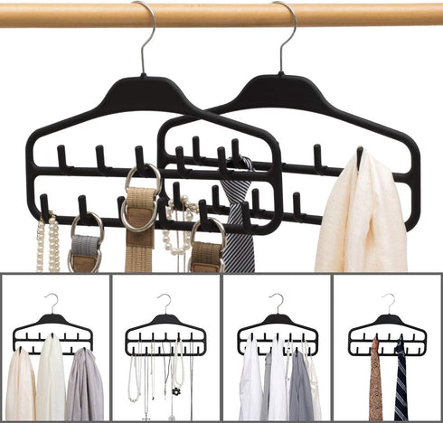 ELONG HOME Belt Hanger, Tie Rack for Closet, Sturdy Belt Organizer with 360 Degree Swivel, 11 Large Sturdy Belt Hooks, Non Slip Rubberized Belt Ra...